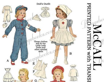 1940's Vintage 18 inch doll McCall 1015 clothes sewing pattern - Little Lady dolls, etc