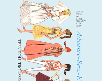 Advance 3376 - PDF - Barbie Clothes Sewing Pattern - wedding gown, etc - Restored