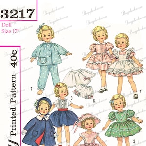 Simplicity 3217 - for 17 inch dolls such as shirley temple and waist 7 1/8 inch - PDF doll sewing pattern