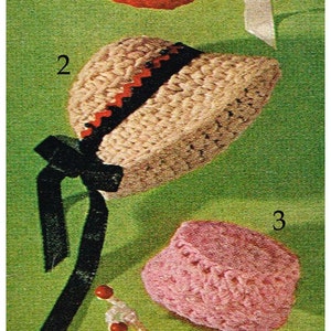 Cute Little Crocheted Hats to make for barbie or other 11 1/2 inch dolls - pdf crochet pattern