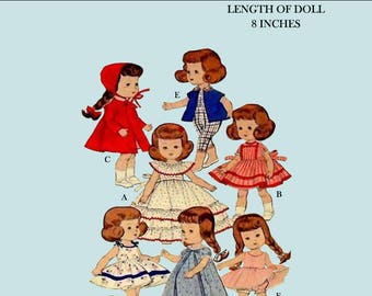 Butterick 7972 - for 8 inch doll - doll clothes sewing pattern - PDF