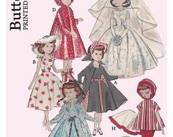 Butterick 8353 - for 10 1/2 inch miss revlon, etc dolls, 1950's doll clothes sewing pattern Vogue Jill - PDF sewing pattern