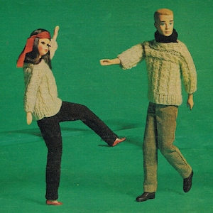 Fisherman / Aran Knitting Pattern for Barbie Sweaters, Dickey and  Pants - for Barbie and Ken!