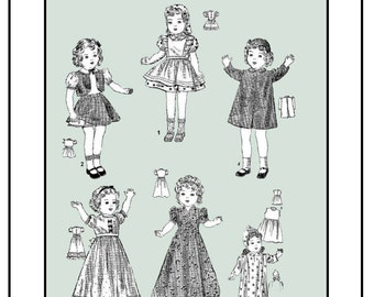 Vintage McCall 2616 - 14 inch Shirley Temple Doll Clothes sewing pattern - 1930's - PDF