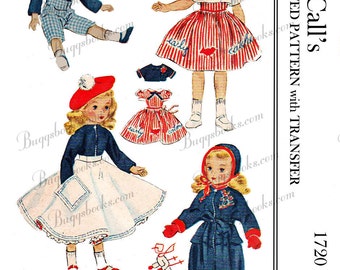 McCalls 1720 vintage degli anni '60 - bambola da 15 pollici, dolce suede, ecc., modello PDF
