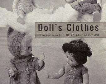 Poppenkleding om patronen te breien, pdf, voor poppen van 10, 12, 14 en 16 inch, vintage
