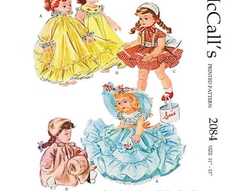 Vintage doll clothes sewing pattern for 11 to 13 inch dolls such as saucy walker - pattern 2084