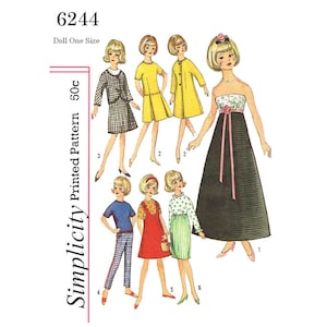 1960&#39;s Simplicity 6244 - 12 inch Doll tammy, jan, terry and misty doll clothing sewing patterns - PDF