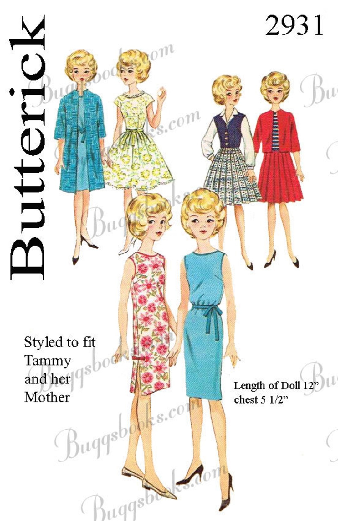 Butterick 2931 - PDF Sewing Pattern to Fit Tammy and Her Mom 12 Inch ...