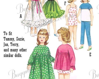 Vintage Butterick 3351 - 12 inch tammy, jan doll clothes sewing pattern