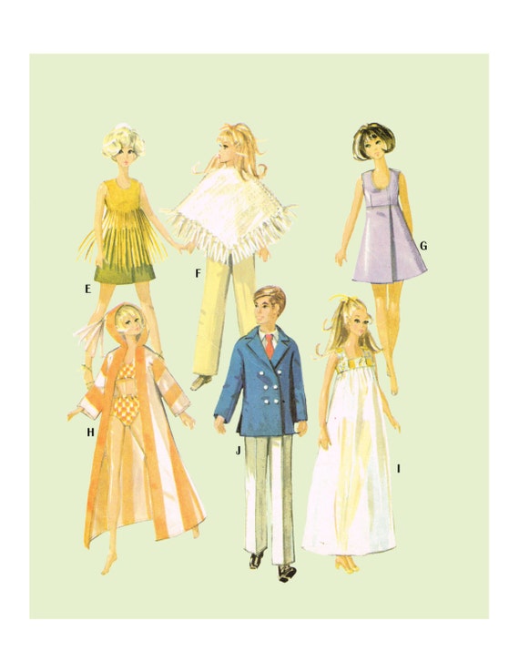 Annette Andy Midge Christie Stacy Vtg 60s Doll Clothes Pattern ~ Barbie /& Ken