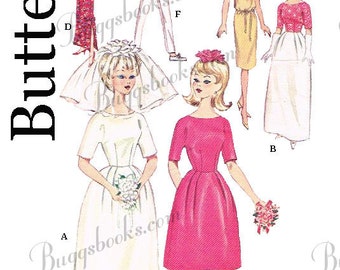 Modello di cucito vintage anni '60 per Barbie, ecc. - Modello 3088 - PDF