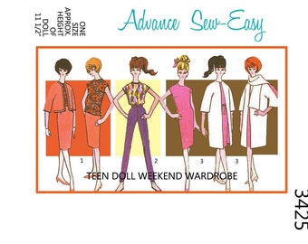 Advance 3425 - バービー人形の服の型紙 - PDF版 - 1960年代