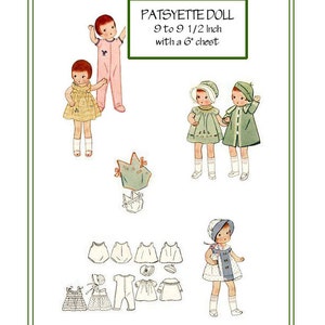 doll sewing pattern reproduction hard copy Butterick 442 for 10 inch patsy
