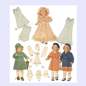 Vintage McCalls 6747 - 18 inch 1930's doll clothes sewing pattern - shirley temple - patsy doll