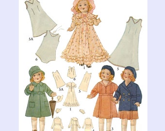 Vintage McCalls 6747 - 18 inch 1930's doll clothes sewing pattern - shirley temple - patsy doll