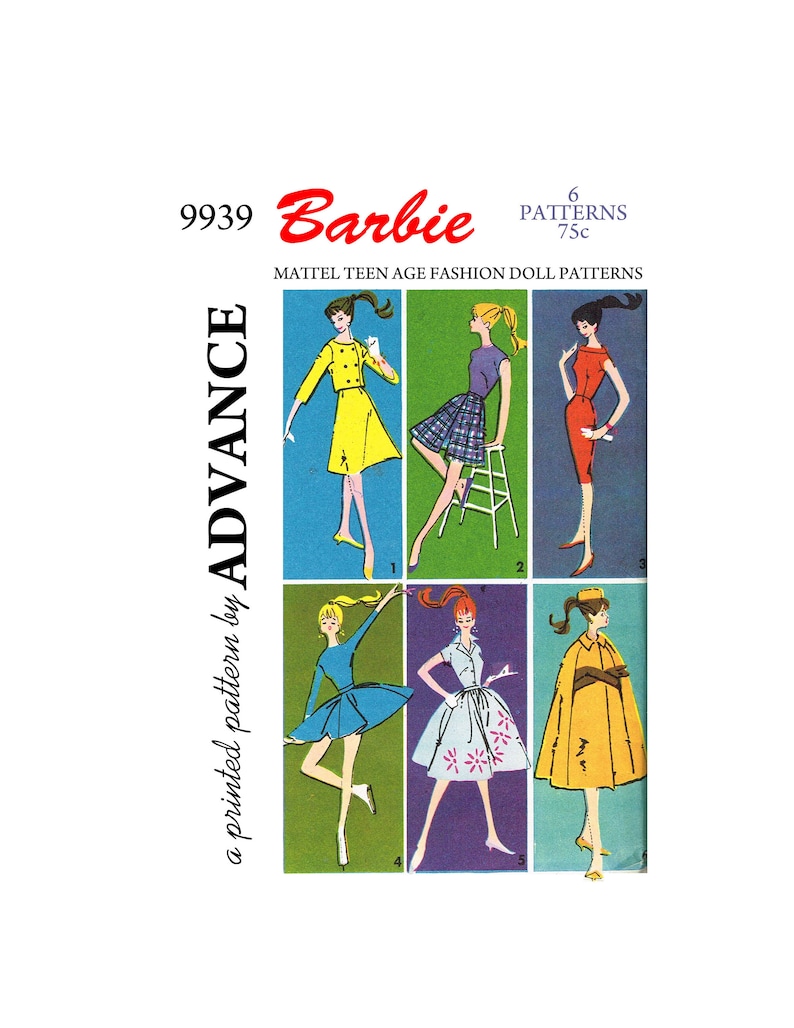 Advance 9939 Vintage Barbie Doll Sewing Patterns Etsy