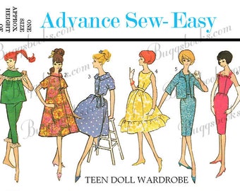 Advance 3377 - barbie doll sewing patterns - hard copy