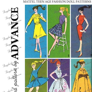 Vintage Advance 9939 - doll sewing patterns for Barbie and other 11 1/2 inch dolls - PDF - cape,skating,etc