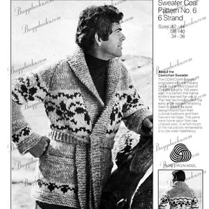 Cowichan 6 - adult starsky and hutch like buffalo sweater - sweater coat  - PDF
