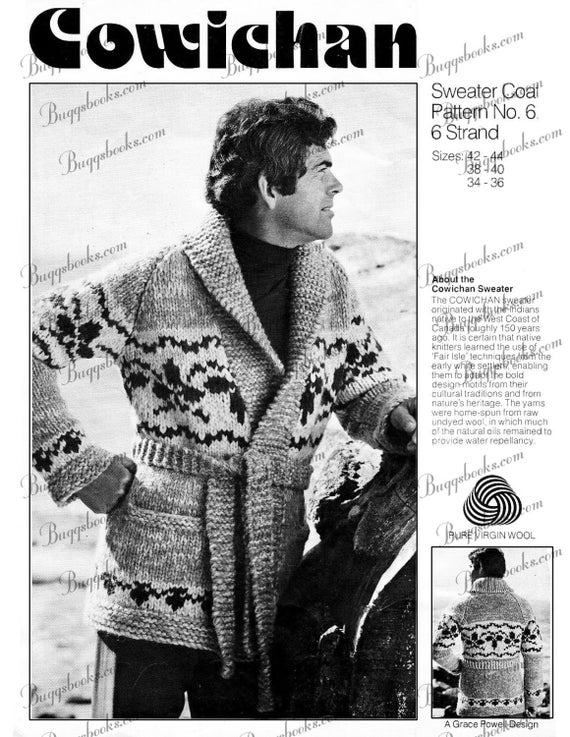 Cowichan 6 - adult starsky and hutch like buffalo sweater - sweater coat  - PDF