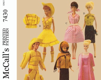 Vintage for 11 1/2 inch dolls such as barbie, midge and also ken! pattern 7430 - PDF