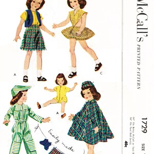 Vintage McCall&#39;s 1729 - Betsy McCall and Toni Doll Sewing Pattern - 14 inch - 1950&#39;s - PDF