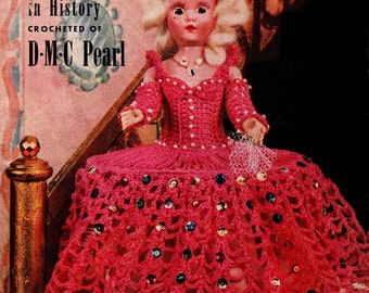 1950's Dolls of Famous Women in history Crochet patterns - for 7 1/2 inch dolls - PDF crochet pattern