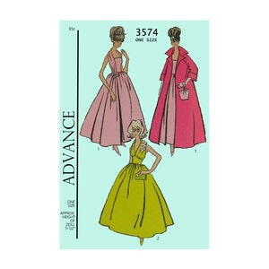 Advance 3574 - Barbie and others elegant dresses sewing pattern - reproduced - PDF