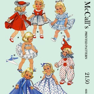 1950&#39;s McCalls 2150 - 7 to 8 inch Ginny, Alexander-kins doll clothes sewing pattern - PDF