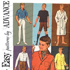Peut inclure: Un patron de couture vintage pour confectionner des vêtements de poupée. Le patron est pour une poupée nommée Ken, le petit ami de Barbie. Le patron comprend six tenues différentes, dont une chemise et un pantalon, une veste, une robe de chambre et un pyjama. Le patron date des années 1960 et est en bon état.