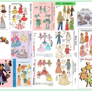 Over 250 Doll Sewing Patterns - mary poppins, miss revlon, betsy mccall, toni, doll furniture, etc on DVD