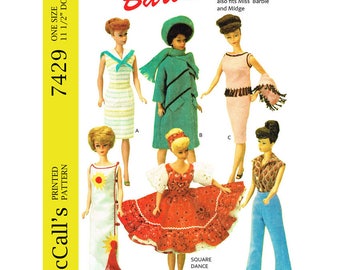 Patrón de costura McCalls 7429 para ropa de muñecas Barbie, Midge u otras muñecas de 29 cm (11 1/2 pulgadas) - PDF