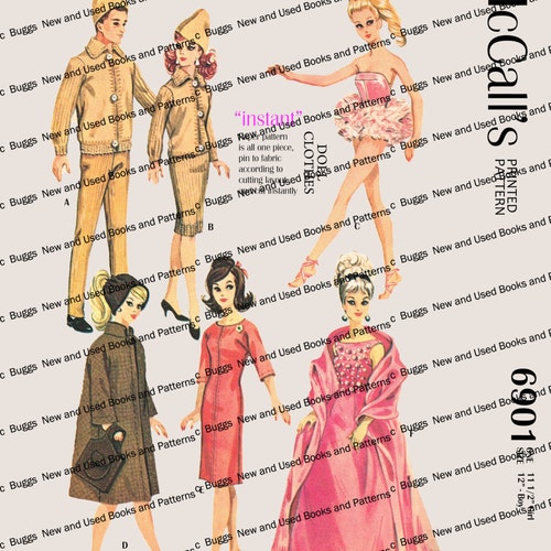 Vintage Barbie and 11 1/2 Inch Doll Clothes Sewing Pattern - Etsy