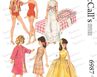 Cucito per bambole - per bambole da 12 pollici, modello di cucito per bambole vintage, file PDF