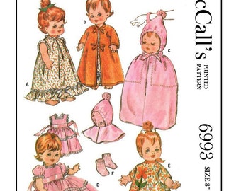 1960's McCalls 6993 - 8 to 10 inch dolls such as Pebbles,Babykin, etc doll clothes sewing pattern - PDF