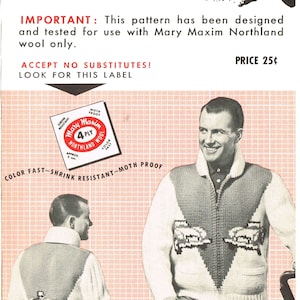 Mary Maxim 491 - PDF File - Sports Cars Graph knitting sweater for men