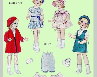 McCall 6382 -  for 14 inch vintage shirley temple or similar composition dolls, sewing pattern - PDF  sewing pattern