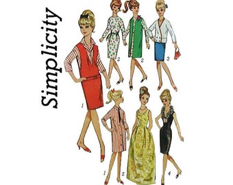 Vintage Simplicity 5673 - for 11 1/2 inch dolls such as barbie doll clothes sewing pattern - PDF