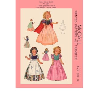 1930's McCall 579 - 16 inch shirley temple or other doll clothes sewing pattern - PDF