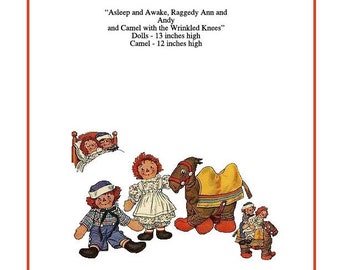 1940's Raggedy Ann , Andy & Camel Doll Sewing Pattern - PDF