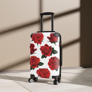 Floral Suitcase, Travel Accessories, Luggage for Women, Vacation Bags, Rose Print Design