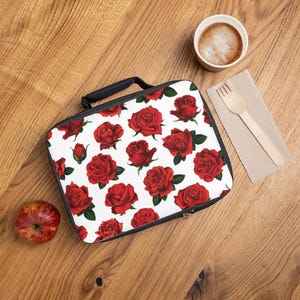 Floral Rose Lunch Bag | Chic Tote for Work, School, Picnics, Gardening, Gift for Her