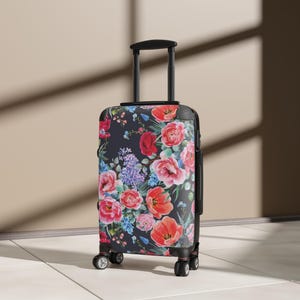 Kopie von Blumenkoffer, Reise-Accessoire, Gepäck für Frauen, Urlaubstaschen, Rosendruck-Design