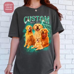 Custom Comfort Colors Vintage Bootleg Pet Shirt, Pet Photo Shirt, Custom Dog Portrait, Personalized Shirt Custom T Shirts, Cat Shirt 90s Tee