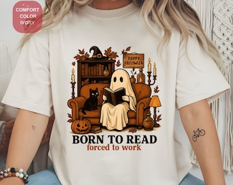 Funny Ghost Book Lover Tee: Spooky Fall Reader Shirt