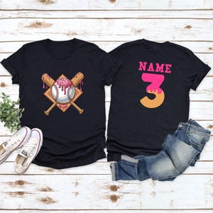 Personalized Baseball Drip Shirt, Custom Ice Cream Drip Tee, Baseball Gift Shirt,Team Baseball Shirt,Baseball Number T-shirt