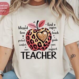 Teacher Leopard Apple Shirt, Teacher Shirt, Leopard Apple Shirt, Back To School Shirt, Inspire Teacher Shirt, Gift for Teacher