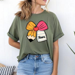 Pencil Coquette Bow Teacher Shirt, Custom Teacher Shirt, Pencil Bow Shirt, Gifts For Teachers, Teacher Appreciation Gift