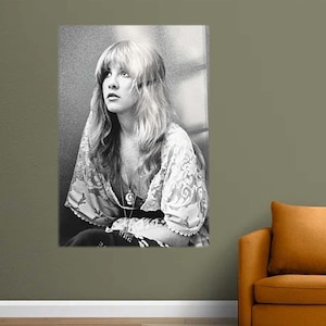 Póster musical de Stevie Nicks, arte de pared, pintura en lienzo, sala de estar, decoración del hogar, lienzo retro, arte en vidrio musical de Stevie Nicks, decoración de vidrio para el hogar